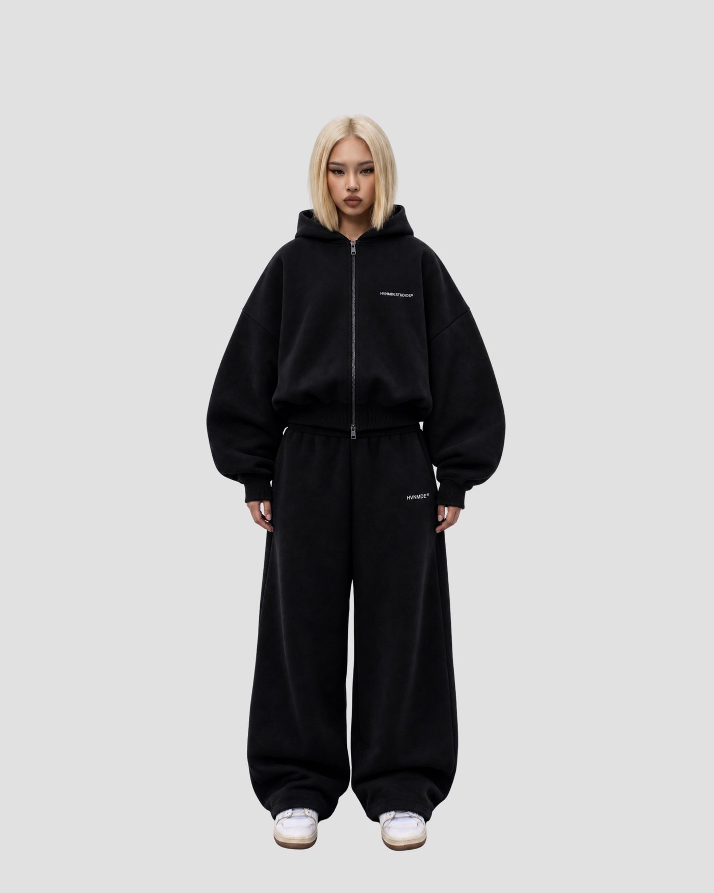 HEAVY ZIP SET Deep Black — front