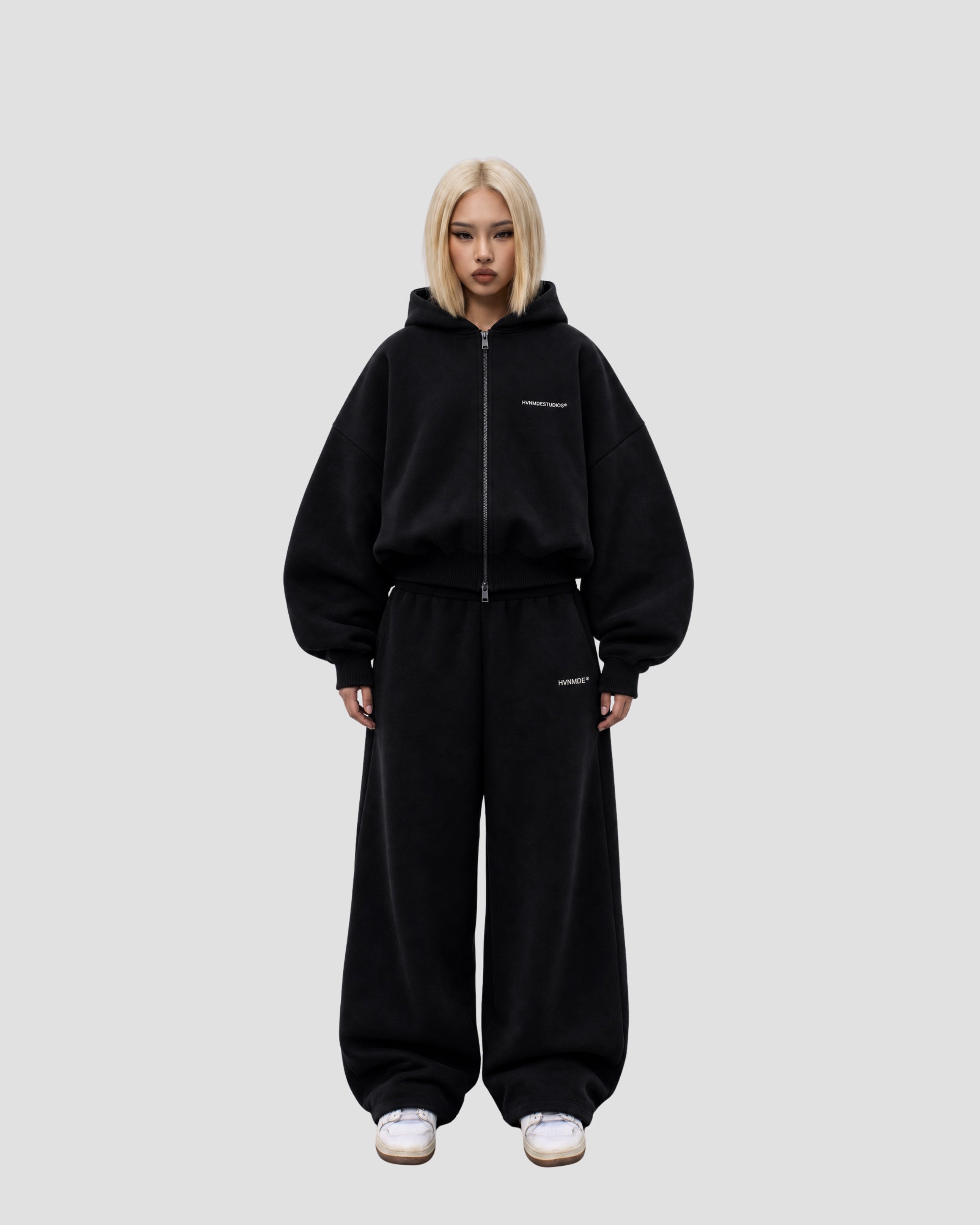 HEAVY ZIP SET Deep Black — front